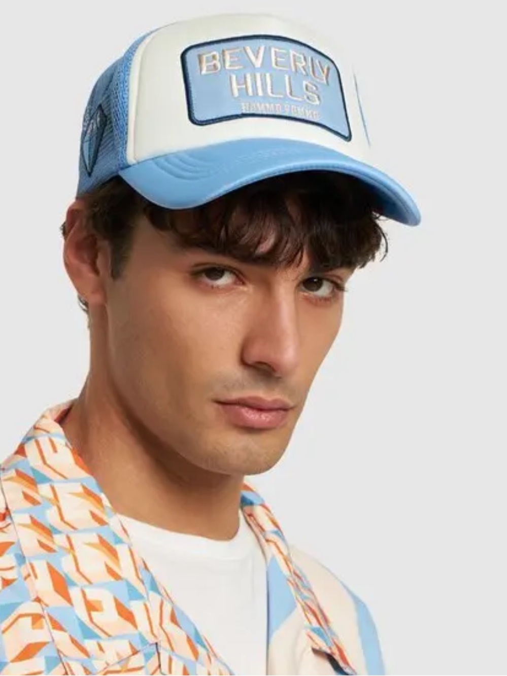 Homme + Femme Beverly Hills Trucker Hat Blue Cream SnapBack